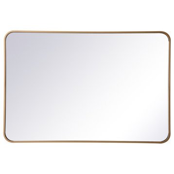 Soft Corner Metal Rectangular Mirror 27X40", Brass