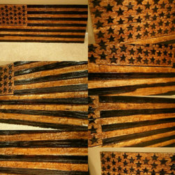 Hand chiseled barn wood American flag - Paintings