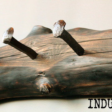 Reclaimed Wood Coatrack & Railway Spikes