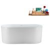 59" Streamline N4000WH Soaking Freestanding Tub and Tray With Internal Drain