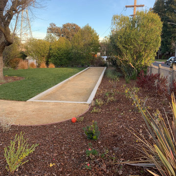 Walnut Creek Bocce Ball and play structure for a child friendly front yard