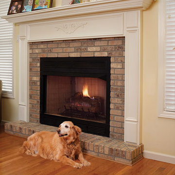 Fireplace using thin brick