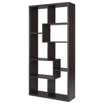 Catania Contemporary Wood 10-Shelf Bookcase in Walnut Finish