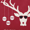 Cool Christmas Deer Accent Pillow, Haute Red, 18"x18"