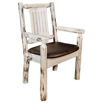 Montana Woodworks Wood Captain's Chair with Upholstered Seat in Natural