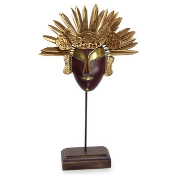 Golden Sun Empress Wood and Copper Mask