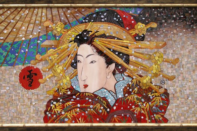 Мозаичное панно Японка. Первый снег