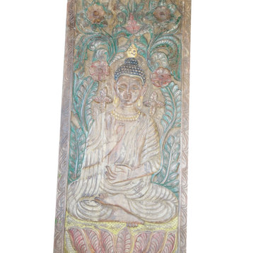 Consigned Vintage Buddha Carved Door, Interior Sliding Doors, Wall Panel 83