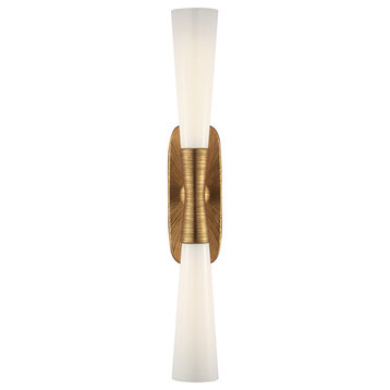 Utopia 32" Double Bath Sconce in Gild with White Glass