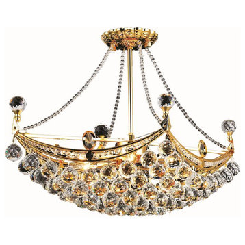 Corona 6-Light Chandelier, Gold With Clear Royal Cut Crystal
