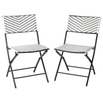 Black/White Folding Chairs, Set of 2