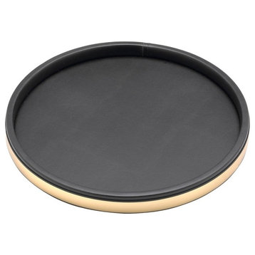 Sophisticates Black With Polished Brass Deluxe 14" Tray