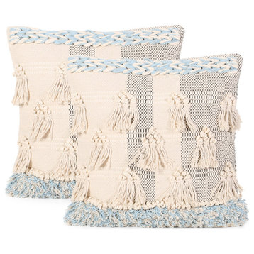 Amelie Boho Handcrafted Fabric Throw Pillow, Set of 2
