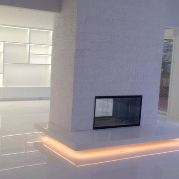 White Thassos Split Face Fireplace
