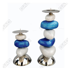 BLUE PEBBLE CANDLE STAND - Candles & Candle Holders
