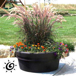 Poly Resin Low Rolled Rim Pot - Outdoor Pots And Planters