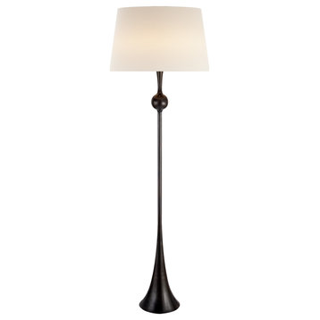 Dover Floor Lamp in Aged Iron with Linen Shade