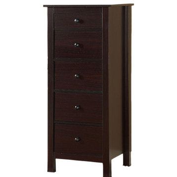 Benzara Transitional Style Wooden Chest With 5 Drawers, Brown, Espresso