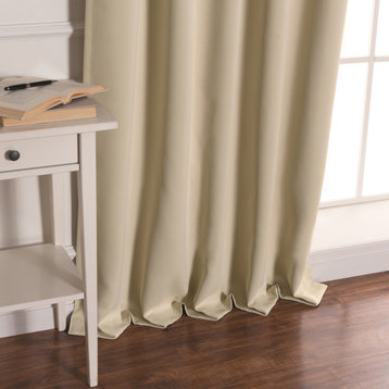 BANDTAB -Thermal Insulated Blackout Knotted Tab Curtain Set, Beige, 52" W X 96"