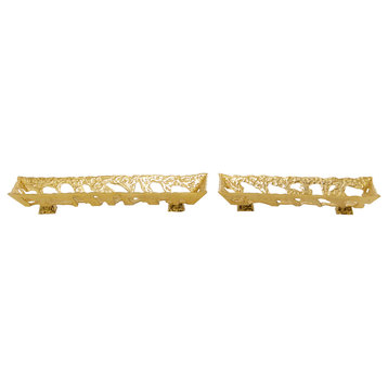 Contemporary Gold Aluminum Metal Tray Set 562173