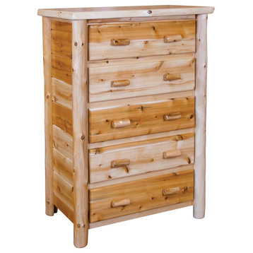 White Cedar Log 5-Drawer Dresser Chest