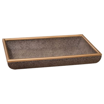 Midcentury Faux Sharkskin Leather Tray, 18" Serving Decorative Wood