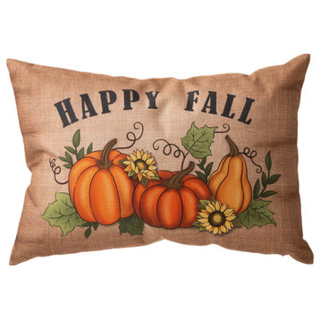 18"L Faux Burlap Fall Pumpkin Pillow