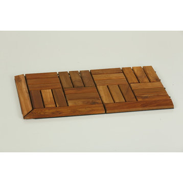 U-Snap Corner Piece Interlocking Flooring, Solid Teak Wood, Set of 8