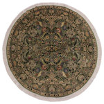 Bareens Designer Rugs - Nagi Pak Persian Margaret Lt. Green/Gray Wool Round - 6'2'' x 6'3'' - Designed with mesmerizing intricacy and gorgeous color palette, this hand-knotted masterpiece demonstrates the beauty and electrifying thrill of Pak Persian art. These meticulously hand-knotted Pak-Persian rug is made with pure wool and features breathtaking traditional, transitional, and tribal designs in bold luxurious color pallets. Known for their intricate designs these rugs are a reproduction of Persian rugs, made in Pakistan with unique Mughal designs. Made by master weavers using the same Persian texture, design and dying technique, we wanted to produce the most significant manifestation of Persian art, life, and culture. This rug is most famous for its exceptional quality, incredible designs, patterns, and vibrant rich color. Pak-Persian rugs made with Persian weave with high knot counts, which enables the high intricacy and detail found in the patterns are also referred to as "State of art", each color adds a rich beautiful detail in the artwork of this rug. The design, color, and beautiful chromatic composition with a vibrant sheen with intricate designs, exude beauty, elegance, and quality make this rug a masterpiece of its own.