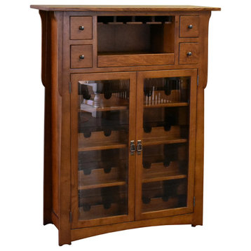Mission / Arts and Crafts Quarter Sawn White Oak Wine Cabinet - 45"