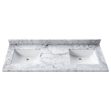 Avanity 73 in. Carrara White Marble Top with Dual Rectangular Sinks