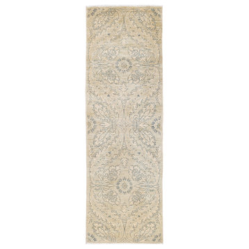 Eclectic, One-of-a-Kind Hand-Knotted Area Rug Green, 2'8"x8'2"