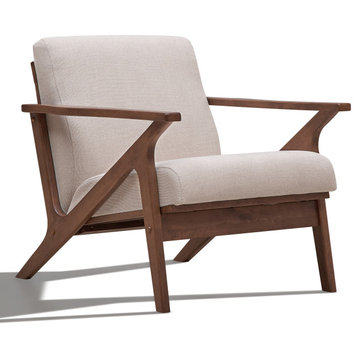 Omax Decor Zola Lounge Chair, Beige/Walnut