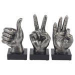 The Novogratz - Traditional Dark Gray Polystone Sculpture Set 77178 - Make a bold and glamorous statement with these sculptures on your consoles and counters. Designed with felt or rubber stoppers at the base that prevent scratching furniture and table tops, as well as sliding around. This item ships in 1 carton. Please note that this item is for decorative use only. Polystone sculpture makes a great gift for any occasion. Suitable for indoor use only. This item ships fully assembled in one piece. This dark gray colored polystone statue comes as a set of 3. Traditional style.