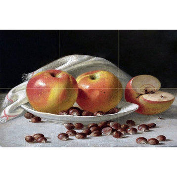 Tile Mural Kitchen Backsplash Apples and Chestnuts, Ceramic Matte