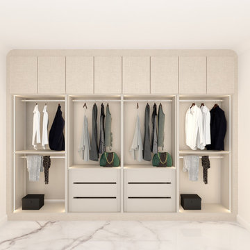 Hinged Wardrobe in Light Grey Beige Textile! Inspired Elements