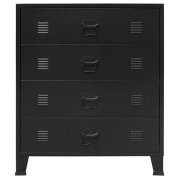 vidaXL Chest of Drawers Dresser for Bedroom Storage Side Cabinet Metal Black
