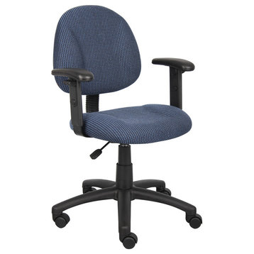 Boss Blue Deluxe Posture Chair With Adjustable Arms