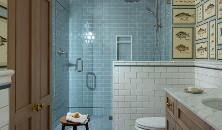 Fish Wallpaper Adds Whimsy to a 60-Square-Foot Bathroom