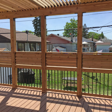 Trex Transcend Tiki Torch Deck With Western Red Cedar Pergola & Privacy Screen