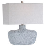 Uttermost - Uttermost Matisse Textured Glass Table Lamp - This Table Lamp Features A Heavily Textured Art Glass Base With A Hand Crafted Look In Mottled Highlights Of Blue Green, Covered In An Aged White Frosted Glaze, Paired With Brushed Nickel Plated Details.  UL approved requires 1 X 150 watt max.