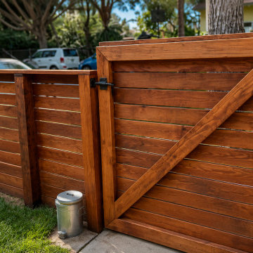 Modern Horizontal Cedar Fence — Front Yard, Los Angeles