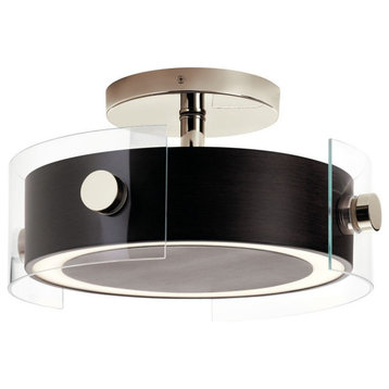 40W 1 LED Semi-Flush Mount - 8.25 inches tall by 15.25 inches wide - Ceiling