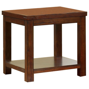 Square Shaped End Table With Open Bottom Shelf, Brown
