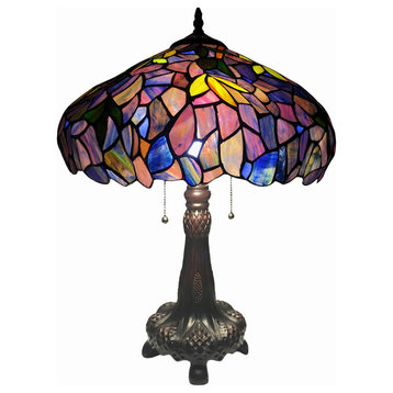 KATIE, Tiffany-style 2 Light Wisteria Table Lamp, 16" Shade