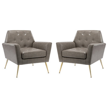 32.8" Comfy Armchair With Metal Legs Set of 2, Gray