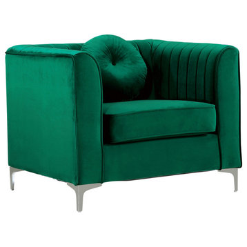Isabelle Velvet Upholstered Chair, Green