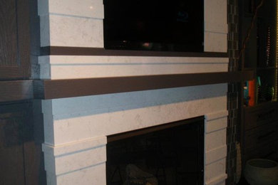 Inspiration for a mid-sized contemporary open concept living room remodel in Chicago with a standard fireplace