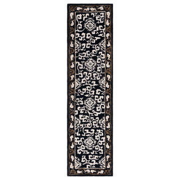 Safavieh Antiquity Collection AT860Z Rug, Black/Ivory, 2'3" x 9'