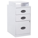 OSP Home Furnishings - 3 Drawer Locking Metal File Cabinet With Top Shelf, White - Keep files organized and your office working at peak performance with our locking metal file cabinet with convenient top shelf. Available in several colors to match any workspace. Deep full sided drawers glide smoothly keeping files at your fingertips and locking lower drawer offers storage for important documents or valuables. Ships fully assembled.